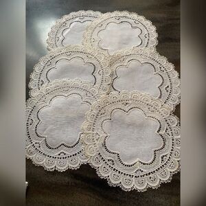 Set Of 6 White Doilies Vintage Lace 7” Grandmacore